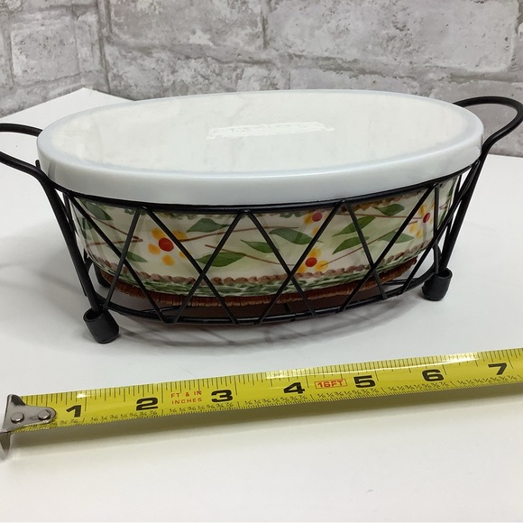 Lot of 2 Temptations Old World Green Small Baking Dishes Oval Rectangular Rack